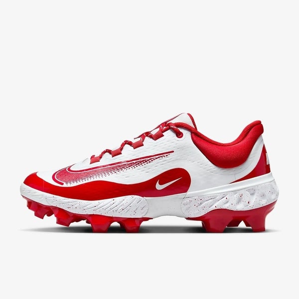 Nike Alpha Huarache Elite 4 Low MCS Men's White Red Baseball Cleats TF9553