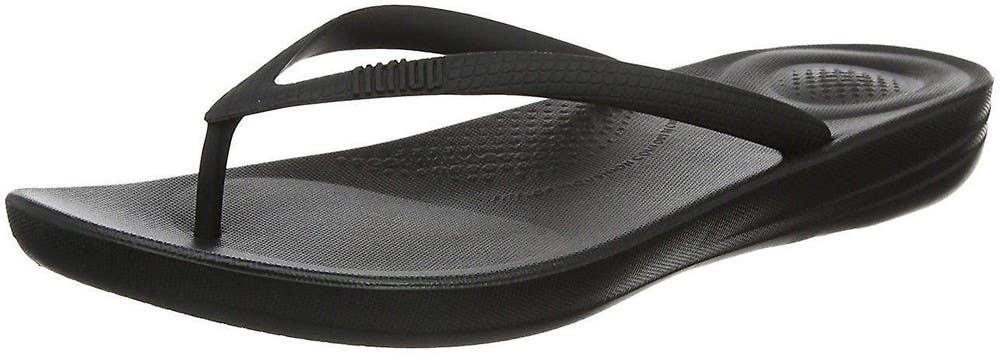 FitFlop Iqushion Ergonomic Flip Flops Women's 10 Black Slip-On Slipper ZAP2315