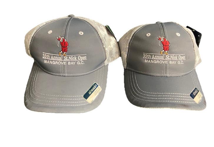 35th Annual St. Nick Open Mangrove Bay G.C Snap Back Adjustable Hats Two Cap Lot