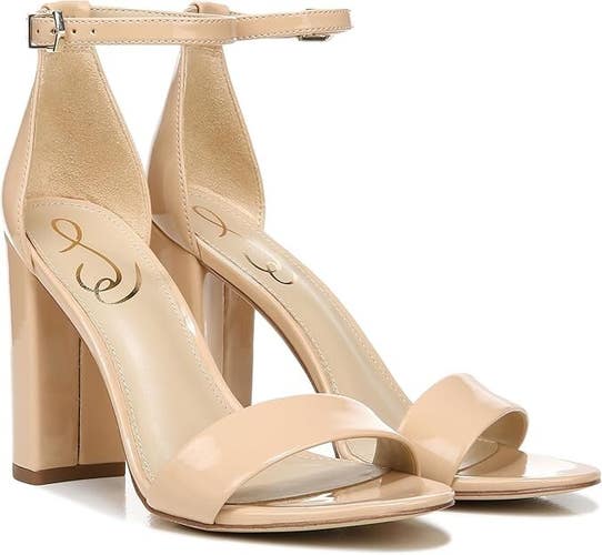 Sam Edelman Yaro Sandals Women's US 10.5 Beige Ankle Strap Block Heels ZAP2318