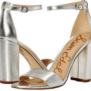 Sam Edelman Yaro E8511L6901 Sandal Womens 10.5 Silver Leather Block Heel ZAP1113