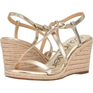 Calvin Klein Blairy 2 Sandals Women's US 10 Gold Wedge Heel Espadrille ZAP1057