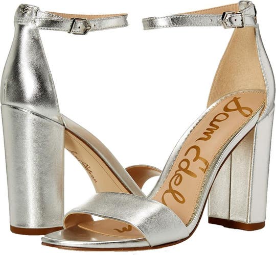 Sam Edelman Yaro E8511L6901 Sandal Womens 10.5 Silver Leather Block Heel ZAP1115