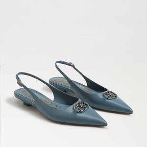 Sam Edelman Aggie Flats Womens US 8.5 Blue Leather Pointed Toe Slingback ZAP1193