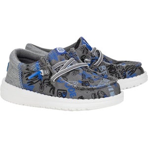 Hey Dude Wally Funk Graffiti Mix Kids US 4 Gray Moc Toe Casual Shoes ZAP1124
