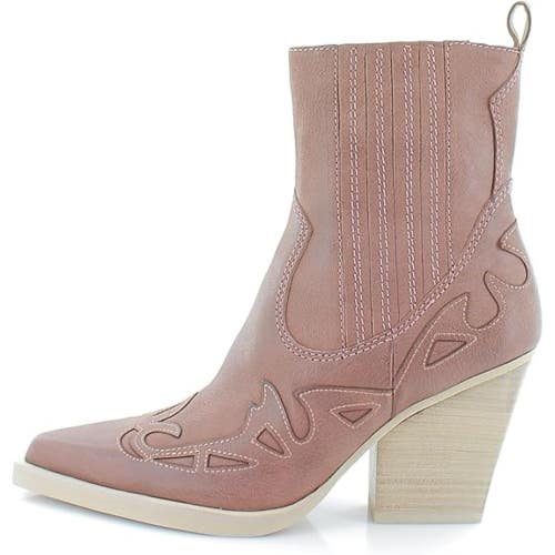Dolce Vita Beaux Boots Women's 8 Rose Leather Pointed Toe Western Bootie ZAP1062