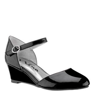 Nina Lenora Sandals Girls US 13 Black Leather Ankle Strap Wedge Heel ZAP1072