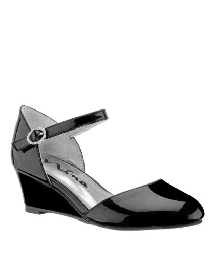 Nina Lenora Sandals Girls US 13 Black Leather Ankle Strap Wedge Heel ZAP1072