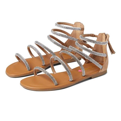 Steve Madden Twirl Sandals Girls 2 Silver Tasseled Memory Foam Strappy ZAP1170