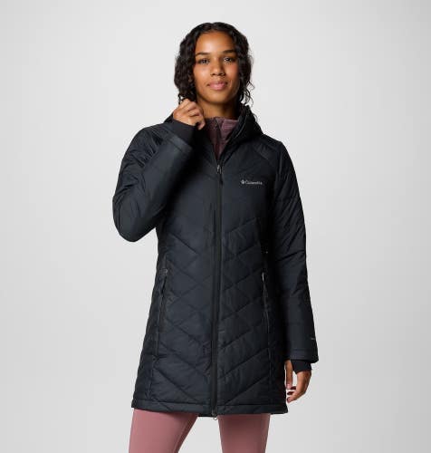 Columbia Heavenly Jacket Womens S Black Quilted Insulated Hooded Full Zip JAX843