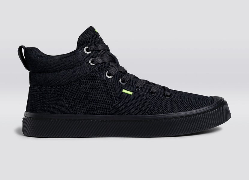 Cariuma IBI High Sneaker Men's 8.5 Black Knit Round Toe Lifestyle Shoes HAWK1944