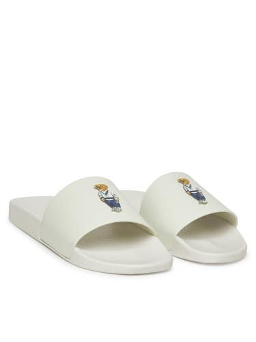 Polo Ralph Lauren Polo Bear Sandals Men's US 8 White Slip On Slides HAWK1940