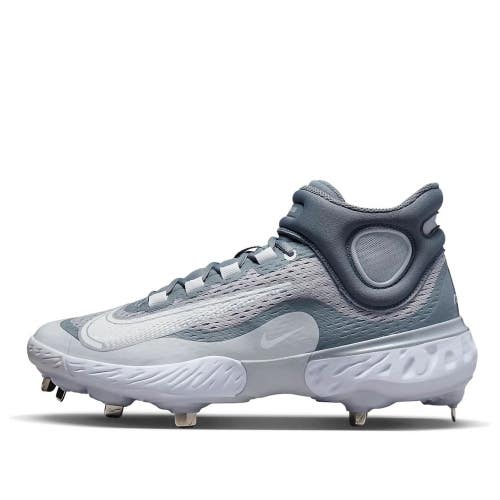 Nike Alpha Huarache Elite 4 Mid DJ6520-012 Men Gray White Baseball Cleats TF9552