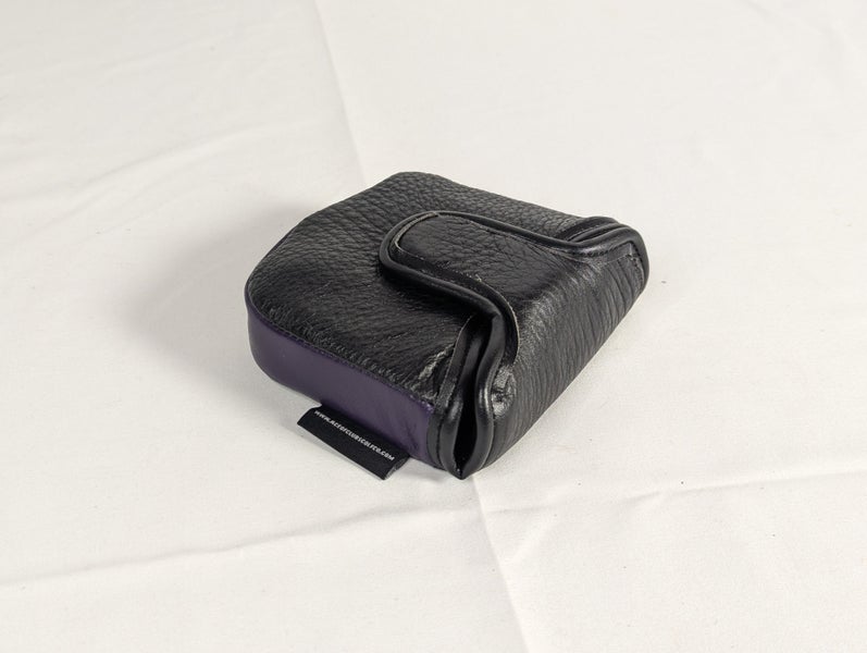 Ace of Clubs Custom Leather Mallet Putter Headcover - Black & Purple