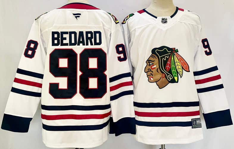 Men’s Chicago Blackhawks Connor Bedard #98 White Away Hockey Replica Jersey