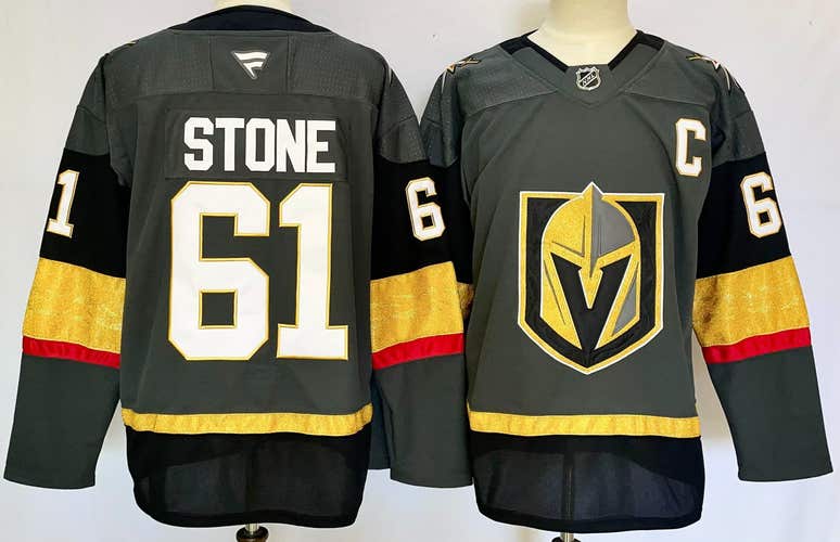 Vegas Golden Knights Mark Stone #61 Home Jersey – Steel Gray (Captain)