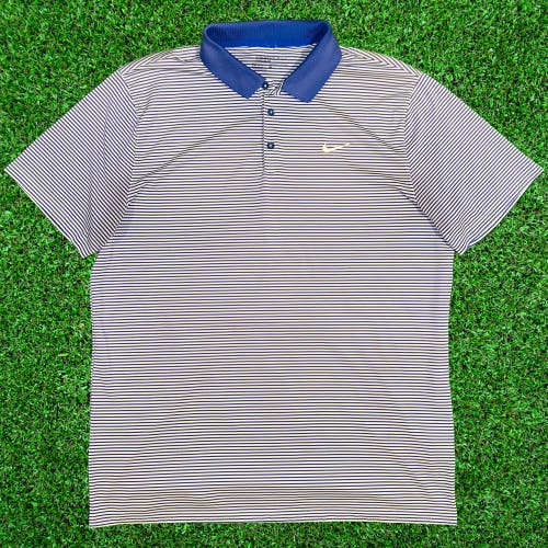 Nike Dri-Fit Men’s Golf Polo - XL Blue / White - Men’s Golf & Business Casual