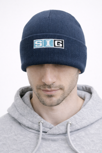 Navy SIG Hockey Beanie-Original SIG Box Logo