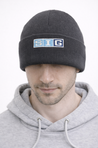 Black SIG Hockey Beanie-Navy SIG Box Logo