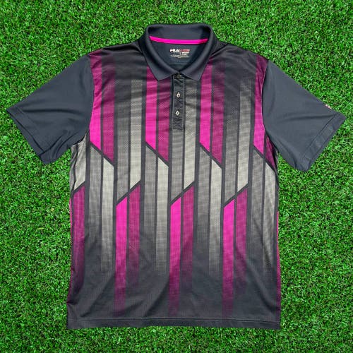 FILA Men’s Golf Polo - L Dark Gray / Pink / White - Men’s Golf & Business Casual