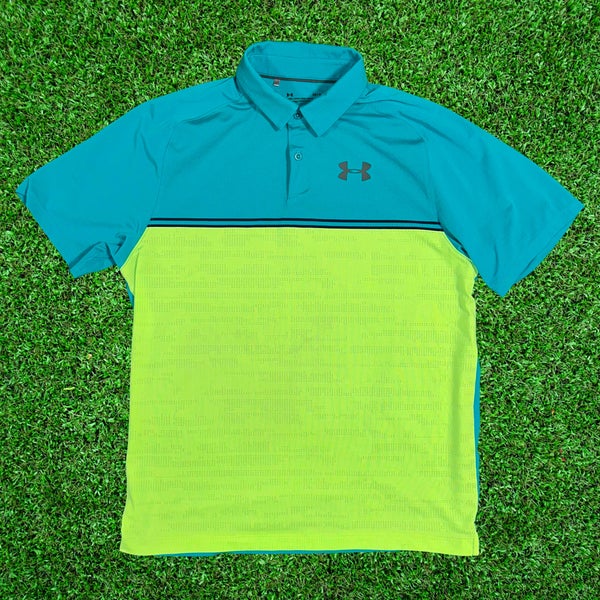 Under Armour Men’s Golf Polo - L Blue / Yellow - Men’s Golf & Business Casual