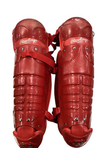 Used Rawlings 15DCW Catchers Leg Guards Red Intermed 11347-S000262582