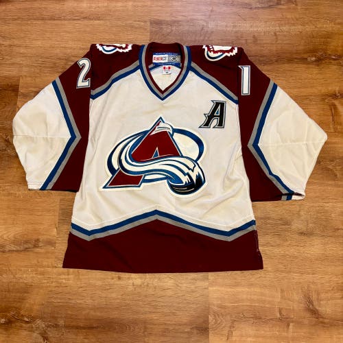 CCM 6100 Authentic On-Ice Peter Forsberg Colorado Avalanche Jersey Home White 46