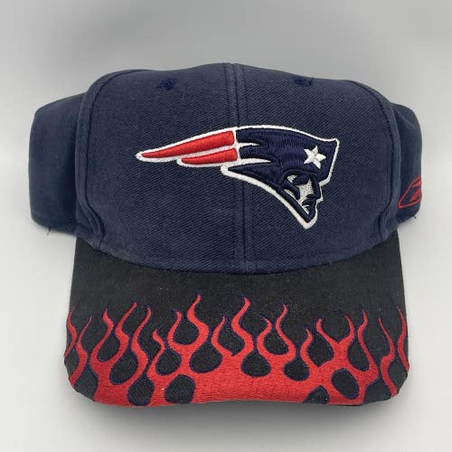 New England Patriots Flames Hat Reebok NFL Adjustable OSFA Baseball Cap Vintage