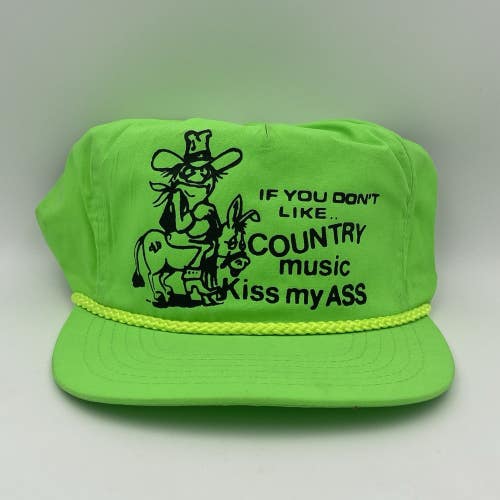 Vintage 90s If You Dont Like Country Music Kiss My Ass Funny Strapback Hat Cap