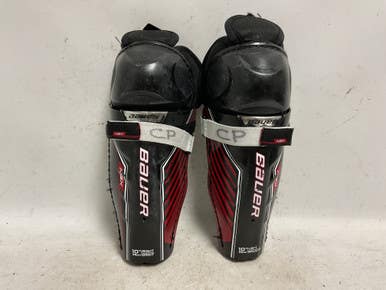 Used Bauer NSX Junior Shin Guards Black And Red 10" 11855-S000198221