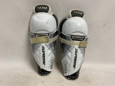 Used Bauer SUPREME S170 Youth Shin Guards White/Black/Yellow 9" 11855-S000198215