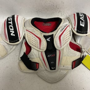 Used Easton SYNERGY 650 Junior Shoulder Pads White/Black/Red SM 11855-S000198187