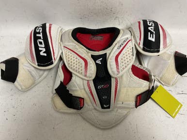 Used Easton SYNERGY 650 Junior Shoulder Pads White/Black/Red SM 11855-S000198187