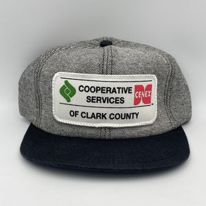 Vintage Cenex Co Op Snapback Hat Cap Clark County K-Products Denim Cotton