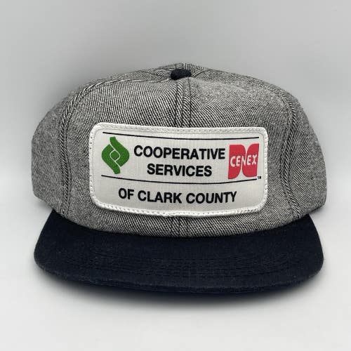 Vintage Cenex Co Op Snapback Hat Cap Clark County K-Products Denim Cotton