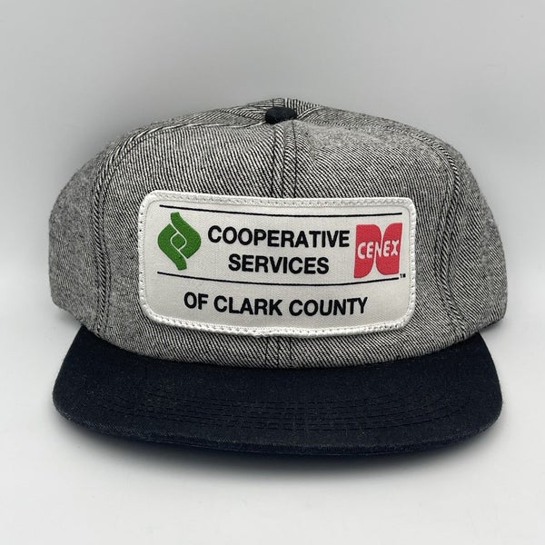 Vintage Cenex Co Op Snapback Hat Cap Clark County K-Products Denim Cotton