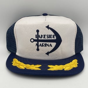 Vintage Lakeside Marina Nautical Boat Snapback Trucker Hat Cap