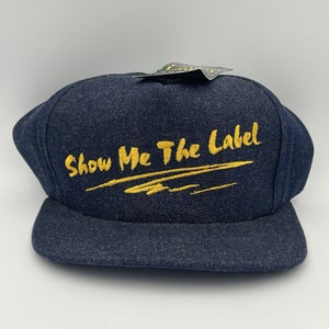 Vintage 1990s SMWIA Show Me The Label Denim Union Made USA Snapback Hat Cap NWT