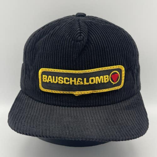 Vintage Bausch & Lomb Corduroy Snapback Patch Hat Cap USA Made