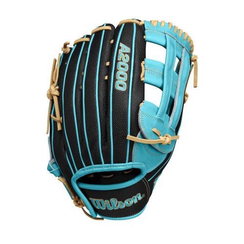 Wilson 2024 Fall A2000 PF50SS Black/Teal 12.25" Baseball Glove WBW1022771225
