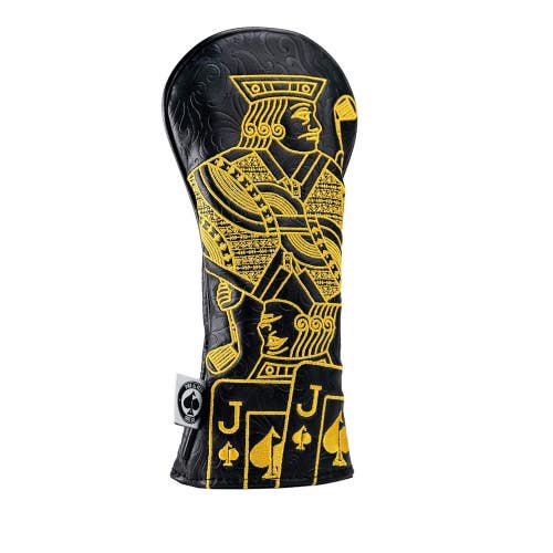 Pins And Aces Golf Black/Gold Jack of Spades Hybrid Cover Synthetic Leather NEW