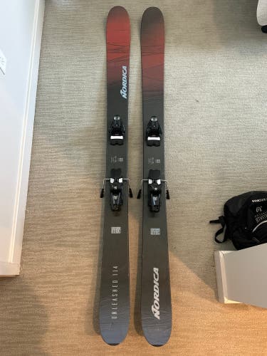 2024 Nordica Unleashed 114 186 cm Powder Skis With Salomon Strive Bindings Max Din 14 (Used)