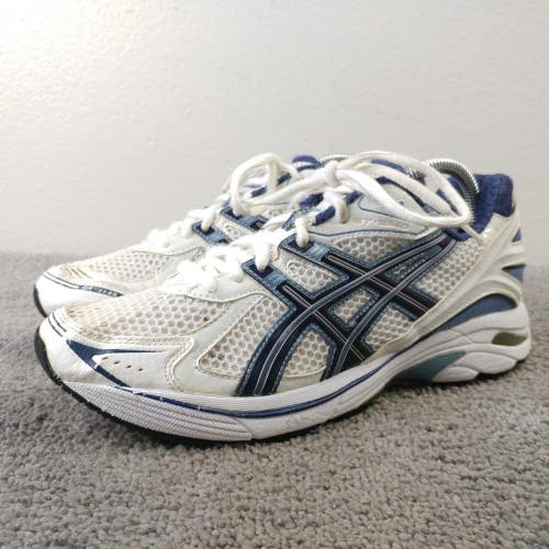Asics GT-214 Womens Size 10 Running Shoes White Blue Low Top Sneakers Lace Up