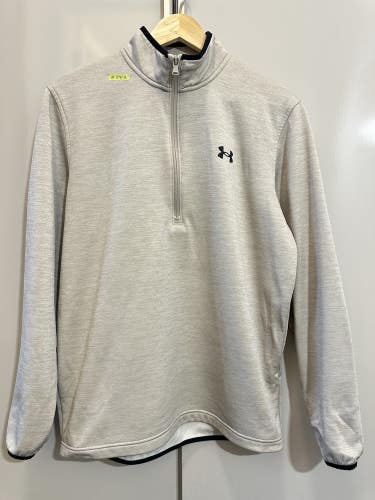 #2718 Under Armour Coldgear Sweatshirt Mens M Stone Beige Fleece Quarter Zip