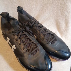 Black Men's Size 13.0 (W 14.0) Adult Under Armour Low Top Molded Cleats (New)