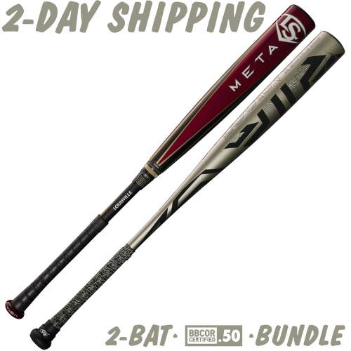 NEW BUNDLE | 2-BBCOR BATS 34"/31 oz  | Louisville Slugger 2025 META Bat & 2024 OMAHA | FAST SHIP