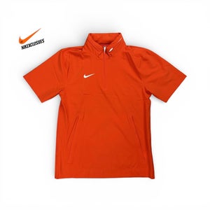 Nike Men's size M Lightweight 1/2 zip Short Sleeve hooded Jacket FJ9548-820 orange