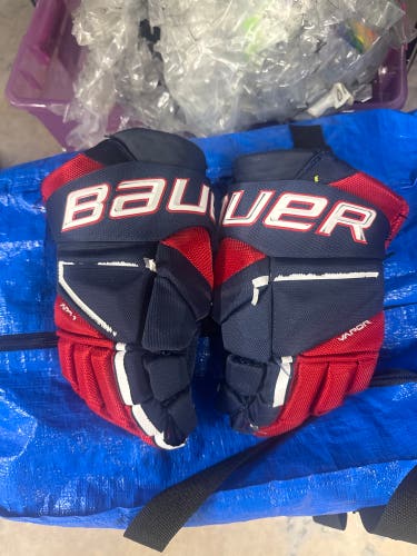 Bauer Vapor Hyperlite Gloves 13" Red White And Navy Blue