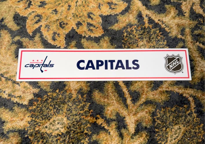 Washington Capitals Hockey Locker Room Tag Nameplate Team Used NHL White