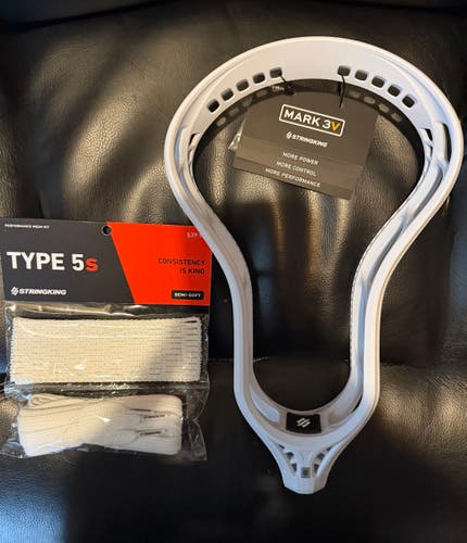 Stringking Mark 3V Lacrosse Head with Stringking 5s semi soft mesh kit valued at $39.99!!